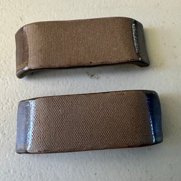 Japanese Hashioki Ceramic Pottery Floral Chopsticks Rest Plates Set of 2 - Picture 2 of 2